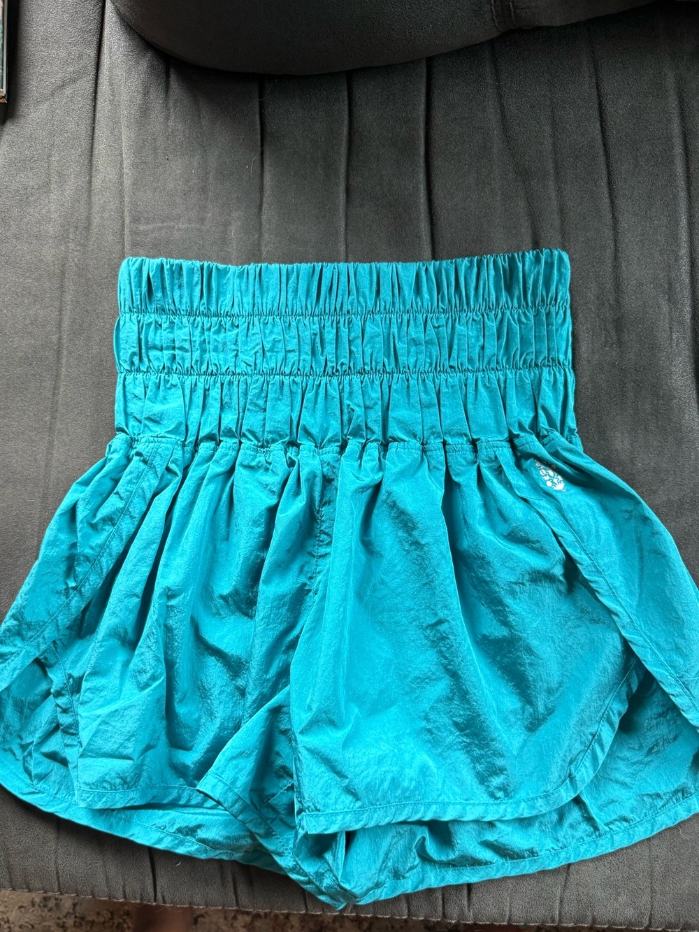 FP Movement by Free People Teal High-Waist Smocked Skort Shorts